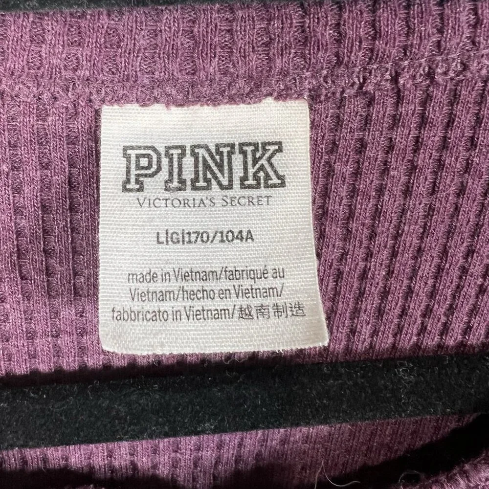 Victoria's Secret Purple Sleepwear Thermal Waffle Shirt Henley‎ Women’s Size L